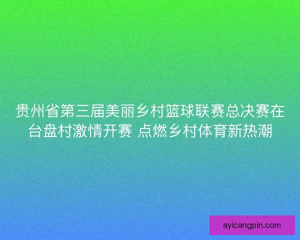 贵州省第三届美丽乡村篮球联赛总决赛在台盘村激情开赛 点燃乡村体育新热潮