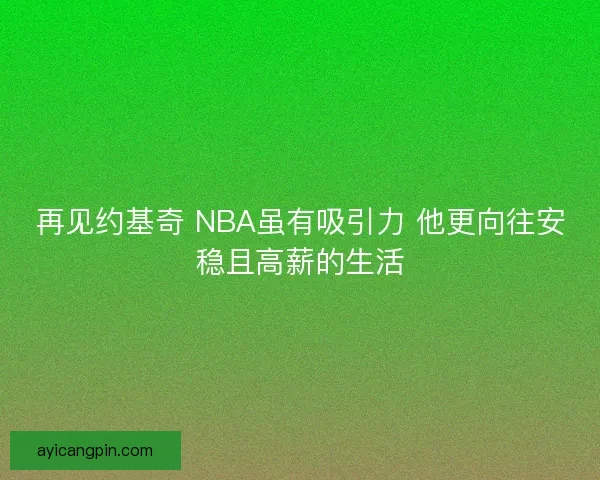 再见约基奇 NBA虽有吸引力 他更向往安稳且高薪的生活 再见约基奇 NBA虽有吸引力 他更向往安稳且高薪的生活